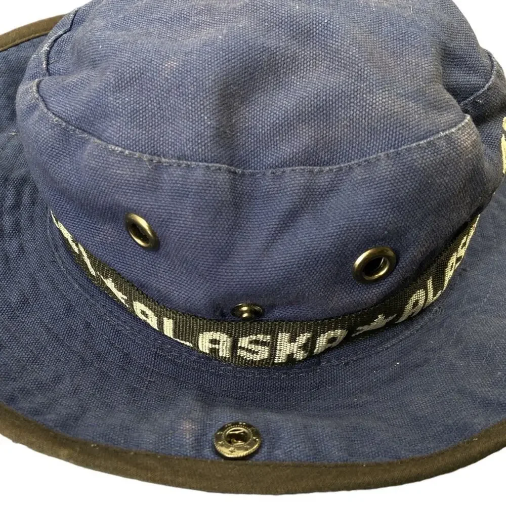 Vintage Alaska Bucket Hat‎ Tracker Sun Chin Strap
